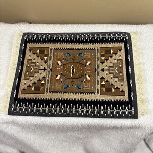 MouseRug computer mouse pad Southwestern Style- Brown and Black fringe